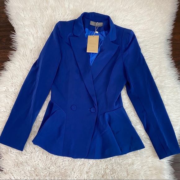 Zara Jackets & Blazers - NWT Zara Blue Structured Peplum Blazer